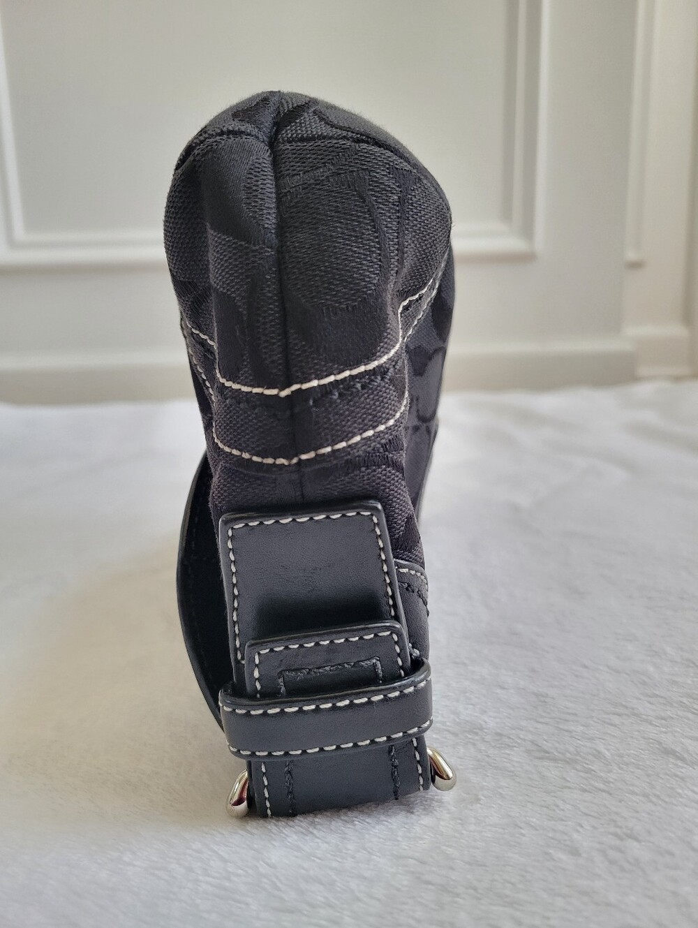 Coach Soho Signature Shoulder Bag Vintage Y2K Black Monogram  Canvas Leather - Picture 7 of 15